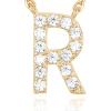 imagePAVOI 14K White Gold Plated Cubic Zirconia Initial Necklace  Letter Dainty Necklaces for Women R
