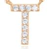 imagePAVOI 14K White Gold Plated Cubic Zirconia Initial Necklace  Letter Dainty Necklaces for Women T