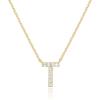 imagePAVOI 14K White Gold Plated Cubic Zirconia Initial Necklace  Letter Dainty Necklaces for Women T