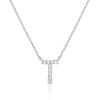 imagePAVOI 14K White Gold Plated Cubic Zirconia Initial Necklace  Letter Dainty Necklaces for Women T