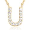 imagePAVOI 14K White Gold Plated Cubic Zirconia Initial Necklace  Letter Dainty Necklaces for Women U
