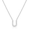 imagePAVOI 14K White Gold Plated Cubic Zirconia Initial Necklace  Letter Dainty Necklaces for Women U