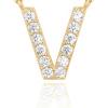 imagePAVOI 14K White Gold Plated Cubic Zirconia Initial Necklace  Letter Dainty Necklaces for Women V
