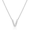 imagePAVOI 14K White Gold Plated Cubic Zirconia Initial Necklace  Letter Dainty Necklaces for Women V