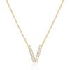 imagePAVOI 14K White Gold Plated Cubic Zirconia Initial Necklace  Letter Dainty Necklaces for Women V