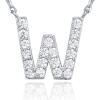 imagePAVOI 14K White Gold Plated Cubic Zirconia Initial Necklace  Letter Dainty Necklaces for Women W