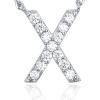 imagePAVOI 14K White Gold Plated Cubic Zirconia Initial Necklace  Letter Dainty Necklaces for Women X