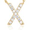 imagePAVOI 14K White Gold Plated Cubic Zirconia Initial Necklace  Letter Dainty Necklaces for Women X
