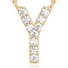 imagePAVOI 14K White Gold Plated Cubic Zirconia Initial Necklace  Letter Dainty Necklaces for Women Y