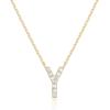 imagePAVOI 14K White Gold Plated Cubic Zirconia Initial Necklace  Letter Dainty Necklaces for Women Y