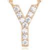 imagePAVOI 14K White Gold Plated Cubic Zirconia Initial Necklace  Letter Dainty Necklaces for Women Y