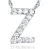 imagePAVOI 14K White Gold Plated Cubic Zirconia Initial Necklace  Letter Dainty Necklaces for Women Z