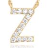 imagePAVOI 14K White Gold Plated Cubic Zirconia Initial Necklace  Letter Dainty Necklaces for Women Z