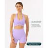 imageRuching Workout Halter Bra for Women  Low Support V Neck Yoga Backless Sports Bra Padded Halter Top  FlexFlowLilac