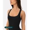 imageWorkout OnePiece for Women  Square Neck Gym Bodysuit BuiltIn Shelf Bra 5quot Romper Jumpsuit Shorts  HiPerformBlack