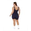 imageWorkout OnePiece for Women  Square Neck Gym Bodysuit BuiltIn Shelf Bra 5quot Romper Jumpsuit Shorts  HiPerformNavy Blue