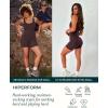 imageWorkout OnePiece for Women  Square Neck Gym Bodysuit BuiltIn Shelf Bra 5quot Romper Jumpsuit Shorts  HiPerformNavy Blue