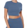 imageAthleisure Crop Tee  Low Support Crew Neck Short Cap Sleeves Lounge Workout Womens Cropped Top  LuxeCloudSky