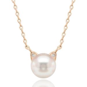 image14K Gold Plated Sterling Silver AAA Freshwater Cultured Pearl Cat Pearl PendantRose Gold