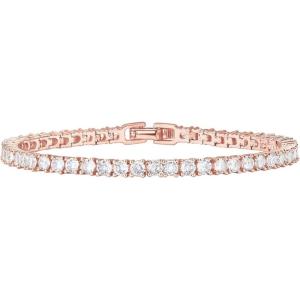 imagePAVOI 14K Gold Plated 3mm Cubic Zirconia Classic Tennis Bracelet  Gold Bracelets for Women  Size 6575 InchRose Gold