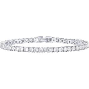 imagePAVOI 14K Gold Plated 3mm Cubic Zirconia Classic Tennis Bracelet  Gold Bracelets for Women  Size 6575 InchWhite Gold
