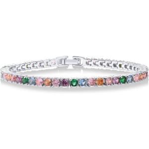 imagePAVOI 14K Gold Plated 3mm Multi Colored CZ Tennis Bracelet  Vibrant Cubic Zirconia Bracelet for Women  Size 6575 InchWhite Gold