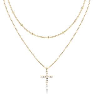 imagePAVOI 14K Gold Plated Layering Necklaces  Stylish Minimalist Design Pendant Necklaces  Butterfly Heart Lock Evil Eye Coin Lightning Bolt Circle Cross Pendants for WomenYellow Gold