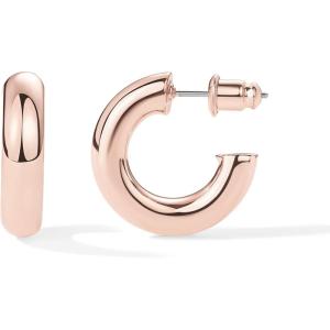 imagePAVOI 14K Gold Plated Lightweight Chunky Open Hoops for Women  Trendy Gold Hoop EarringsRose Gold