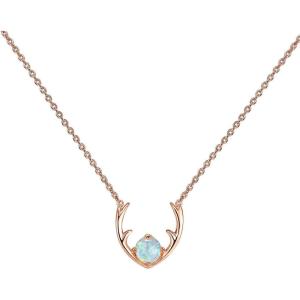 imagePAVOI 14K Gold Plated Opal Pendant Necklaces for Women  Created Opal Cubic Zirconia Dainty Necklace  Butterfly Round Triangle Antler Bar PendantsRose Gold
