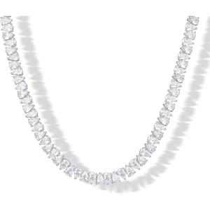 imagePAVOI 14K Gold Plated Simulated Diamond Tennis Necklaces for Women  Classic Tennis Chain  Timeless Station Round and Pear Cubic Zirconia Stones Choker NecklacePear  15 Inches