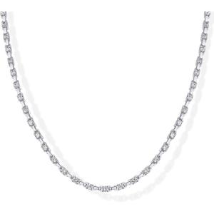 imagePAVOI 14K Gold Plated Simulated Diamond Tennis Necklaces for Women  Classic Tennis Chain  Timeless Station Round and Pear Cubic Zirconia Stones Choker NecklaceStation