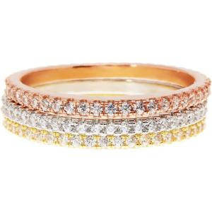 imagePAVOI 14K Gold Plated Solid 925 Sterling Silver CZ Simulated Diamond Stackable Ring Eternity Bands for Women3Pack Multicolor