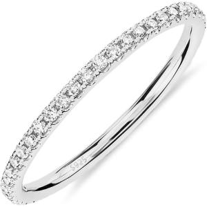 imagePAVOI 14K Gold Plated Solid 925 Sterling Silver CZ Simulated Diamond Stackable Ring Eternity Bands for WomenWhite Gold