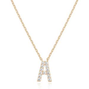 imagePAVOI 14K White Gold Plated Cubic Zirconia Initial Necklace  Letter Dainty Necklaces for Women A