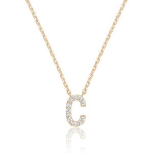 imagePAVOI 14K White Gold Plated Cubic Zirconia Initial Necklace  Letter Dainty Necklaces for Women C