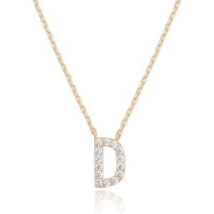 imagePAVOI 14K White Gold Plated Cubic Zirconia Initial Necklace  Letter Dainty Necklaces for Women D