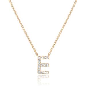 imagePAVOI 14K White Gold Plated Cubic Zirconia Initial Necklace  Letter Dainty Necklaces for Women E