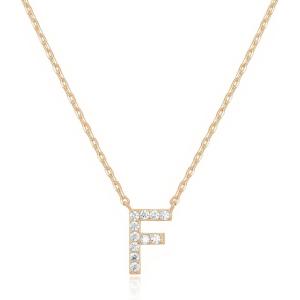 imagePAVOI 14K White Gold Plated Cubic Zirconia Initial Necklace  Letter Dainty Necklaces for Women F