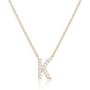 imagePAVOI 14K White Gold Plated Cubic Zirconia Initial Necklace  Letter Dainty Necklaces for Women K