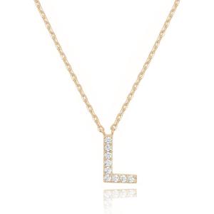 imagePAVOI 14K White Gold Plated Cubic Zirconia Initial Necklace  Letter Dainty Necklaces for Women L