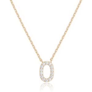 imagePAVOI 14K White Gold Plated Cubic Zirconia Initial Necklace  Letter Dainty Necklaces for Women O
