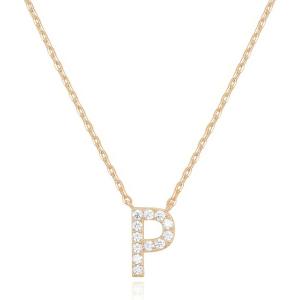 imagePAVOI 14K White Gold Plated Cubic Zirconia Initial Necklace  Letter Dainty Necklaces for Women P
