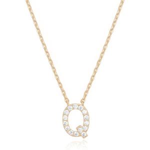 imagePAVOI 14K White Gold Plated Cubic Zirconia Initial Necklace  Letter Dainty Necklaces for Women Q