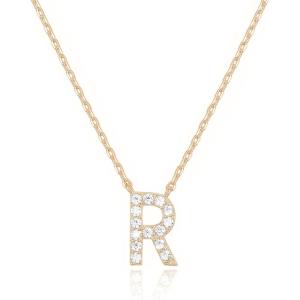 imagePAVOI 14K White Gold Plated Cubic Zirconia Initial Necklace  Letter Dainty Necklaces for Women R