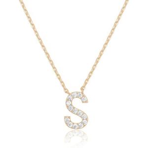 imagePAVOI 14K White Gold Plated Cubic Zirconia Initial Necklace  Letter Dainty Necklaces for Women S