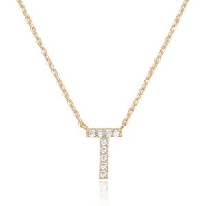 imagePAVOI 14K White Gold Plated Cubic Zirconia Initial Necklace  Letter Dainty Necklaces for Women T