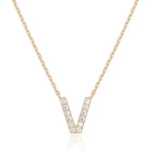 imagePAVOI 14K White Gold Plated Cubic Zirconia Initial Necklace  Letter Dainty Necklaces for Women V