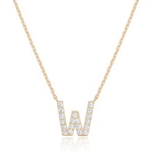 imagePAVOI 14K White Gold Plated Cubic Zirconia Initial Necklace  Letter Dainty Necklaces for Women W