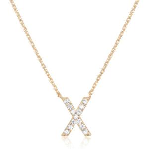 imagePAVOI 14K White Gold Plated Cubic Zirconia Initial Necklace  Letter Dainty Necklaces for Women X