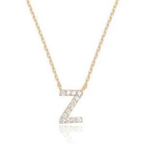 imagePAVOI 14K White Gold Plated Cubic Zirconia Initial Necklace  Letter Dainty Necklaces for Women Z